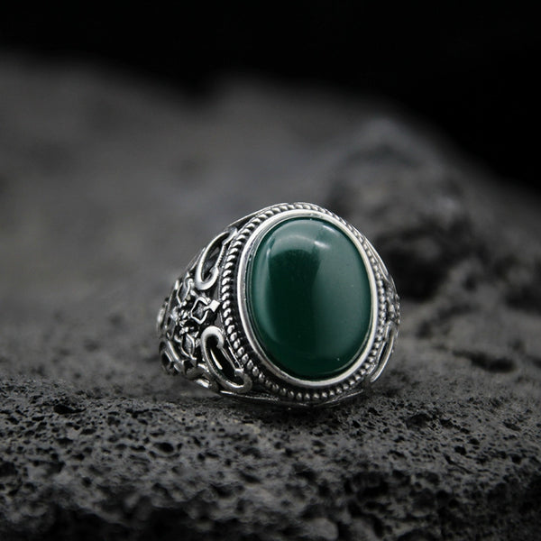 Mengge Pattern Cut Out Men S925 Vintage Silver Jewelry