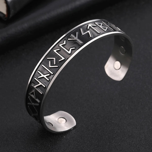 Viking Nordic Rune Magnetic Bangles Women Men Wiccan Amulet Stainless Steel Vintage Bangle Health Magnetic Bracelet  Jewelry