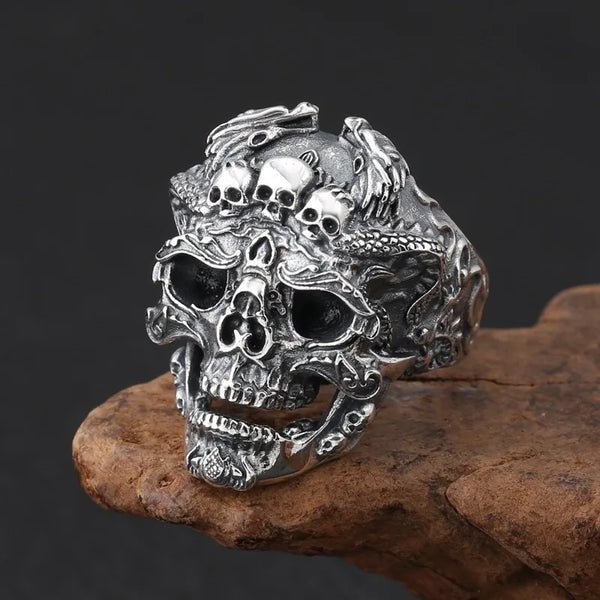 Fashion And Personality, Retro And Domineering Three Skull Ring