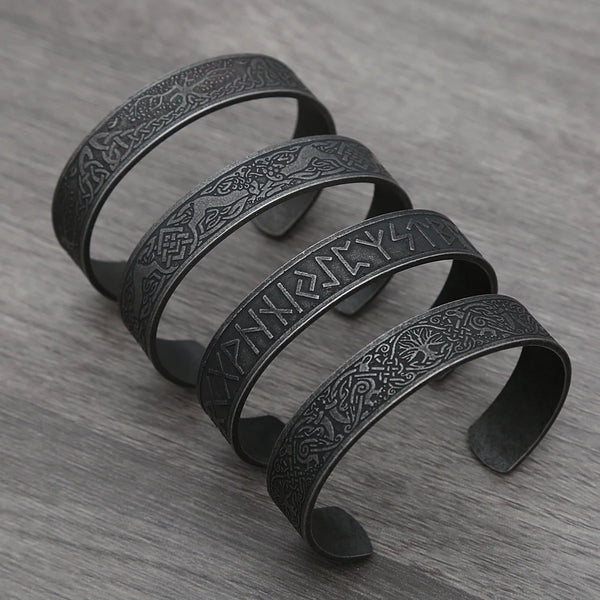 Punk Retro Nordic Viking Rune Bracelet for Men Women Stainless Steel Tree of Life Bracelet Fashion Amulet Jewelry Gift Wholesale