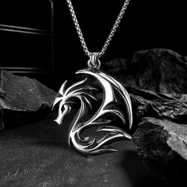 European and American Fashion Personality Versatile Flame Dragon Necklace Men's and Women's Hip Hop Cool Style Pendant Pendant H