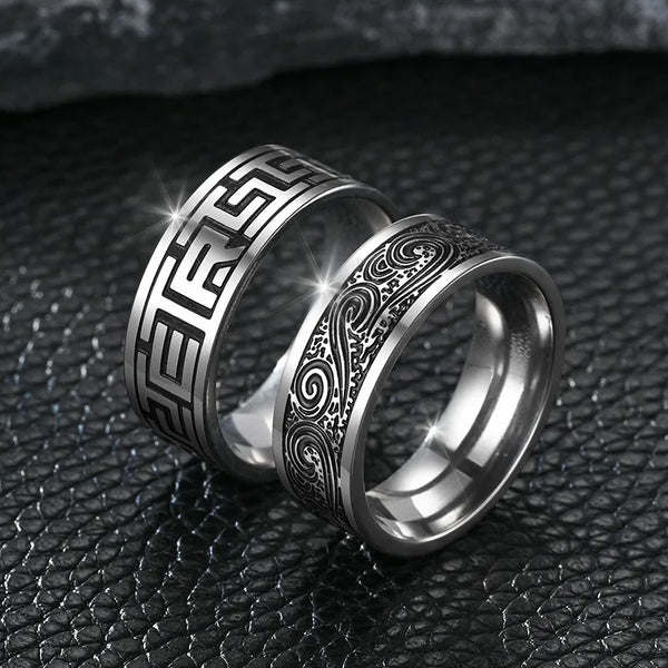 New Titanium Steel Men's Ring Retro Style Handicraft Handsome Fashion Trendy Men's Ring Father's Day Gift 2024