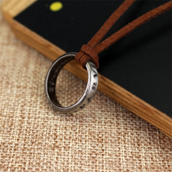 Movie Game Uncharted 4 Necklace Nathan Drake Cosplay Ring Leather Code Ancient Vintage Pendant Jewelry Prop