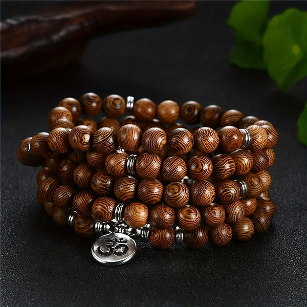 1pc 108 Beads Wooden Wrapped Mala Bracelet for Men & Women - Prayer Yoga Bracelet